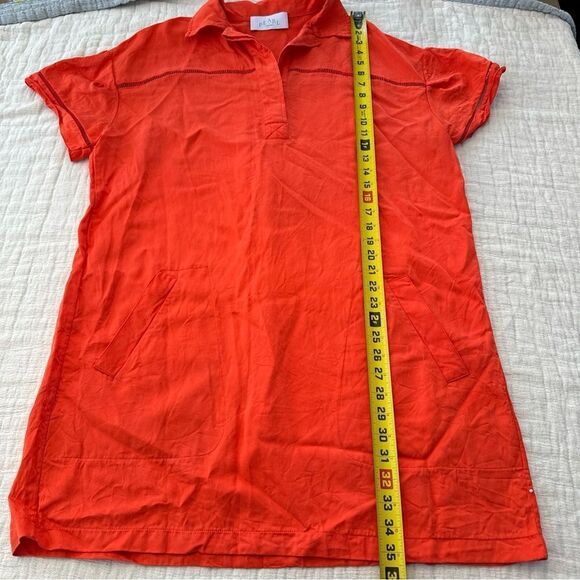 Pearl By Lela Rose Collared Tunic Shift Dress Tencel Linen Size Large Orange - Picture 6 of 9